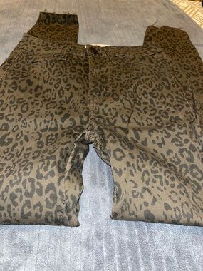 SO Olive Green Leopard Print Chinos